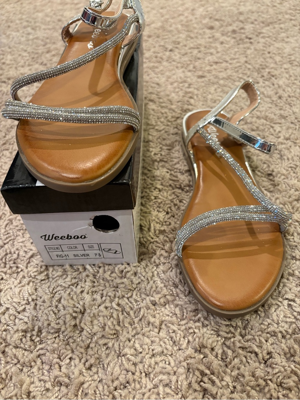 Weeboo-Silver Strappy Women's Sandals
